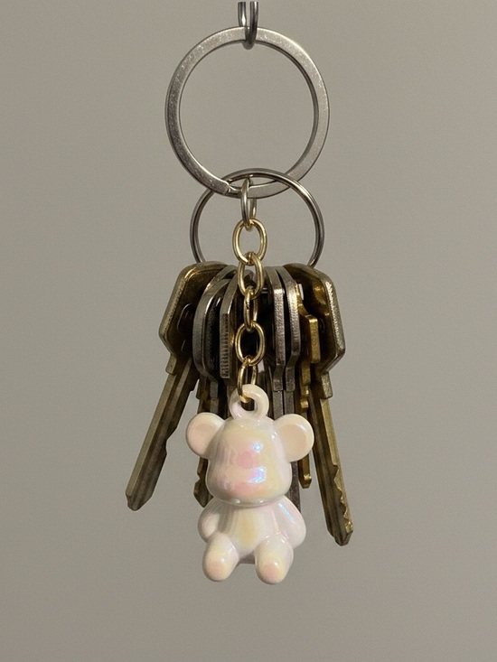 Accessories - Iridescent Bear Keychain Charm - White or Pink